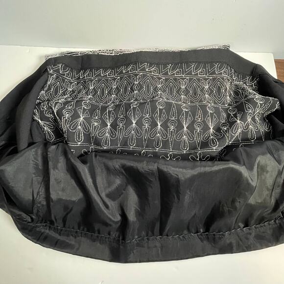 J.B.S Ltd Vintage Embroidered Midi Dress SIZE 10 Boho Zip up Fully Lined Black - Picture 8 of 11